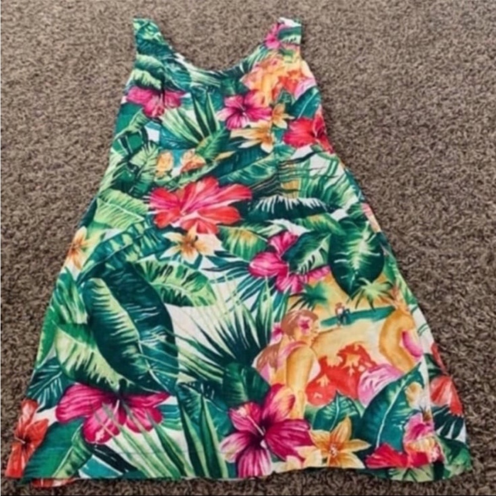 James’s world, vintage tropical print sleeveless dress small